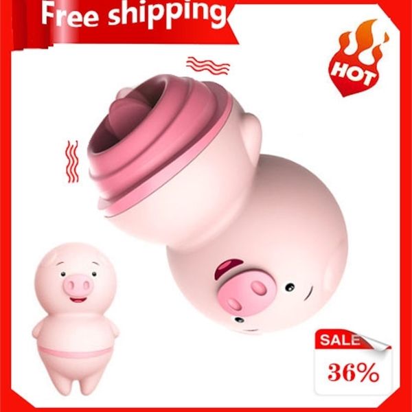 Cute Pig Tongue Lick Donne Vibrator Clitoris Vagina Massage Sex Giocattoli per donna Masturbatore femminile Mini vibratori Negozio anale 210616