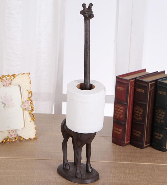 

hooks & rails foundry iron giraffe bathroom tissue holder decorative metal african wild animal toilet paper dispenser daily necessity suppli