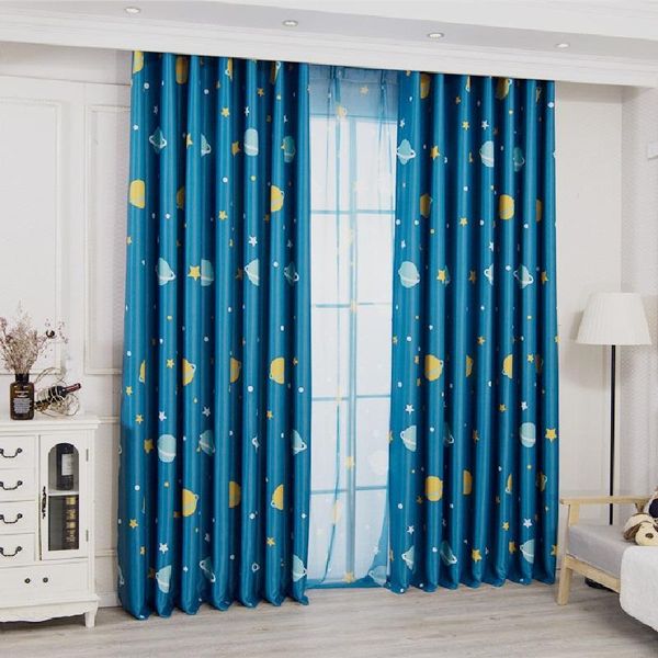 

curtain & drapes cleon simple blue planet black silk shading curtains for living room bedroom balcony blackout finished custom decoration