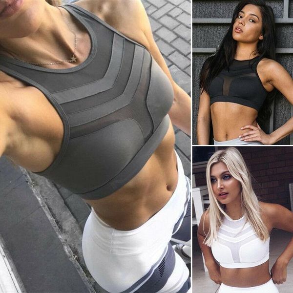 

women's tanks & camis women fitness stretch workout tank seamless padded sports bra striped holiday beach casual lace sweet clothes, White