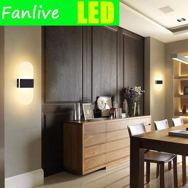 

wall lamp 10pcs led aisle modern 6w ac85-265v black silver bedside bedroom stairs el lamps and lanterns