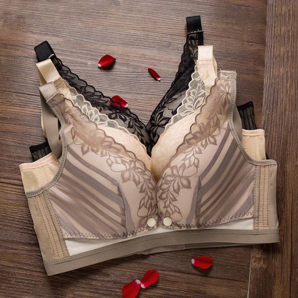 

bras floral lace bralette padded cup women's bra comfortable wire female intimates underwear, Red;black