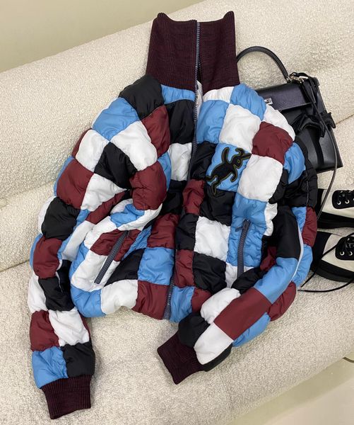 

immortal beauty's contrast checkerboard rabbit down coat, Black