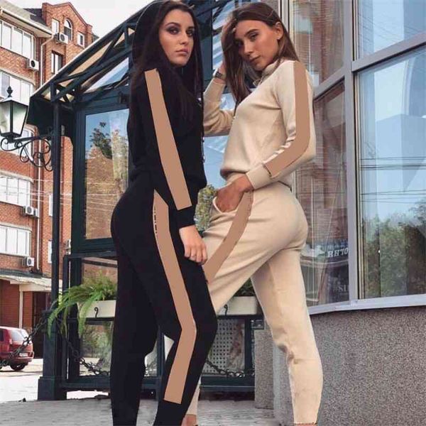 

2021 spring and summer new women's hooded sweater set two-piece set, Gray