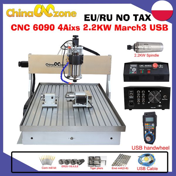 

cnc 6090 mini 4 axis wood milling router usb 2.2kw water cooling spindle for metal milling carving machine