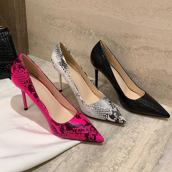 

dress shoes snake print 9.5cm extreme high heel pointed toe women pumps valentine stiletto woman party evening heels for, Black