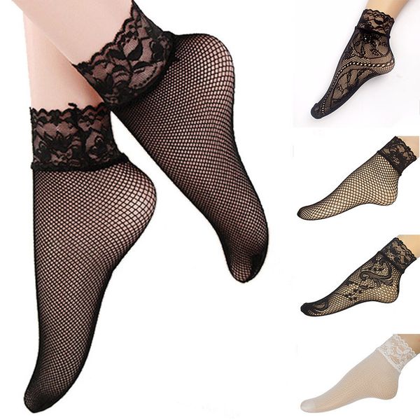 

summer small mh lace breathable invisible large black pearl socks, Red;black