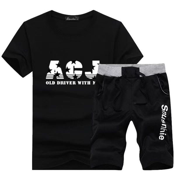 

men's tracksuits 2021 tracksuit men sets summer 2 pieces sportswear set+ gym fitness sport shorts casual letter printing sweat suit 4xl, Gray