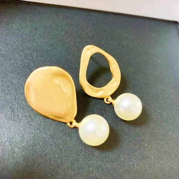 

Saijia Pearl Earrings French net red design simple fashion earrings female S925 silver needle, Golden