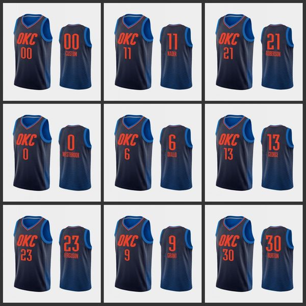 

oklahomacitythundermen steven adams deonte burton terrance ferguson andre roberson navy custom statement jersey, Black