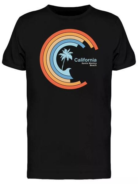 

Round Stripes California Men's Tee -Image by Shutterstock, White;black