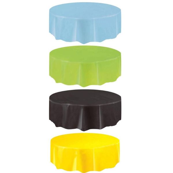 

table cloth plastic cover large circular disposable solid tablecloth wipe clean birthday party wedding decoration