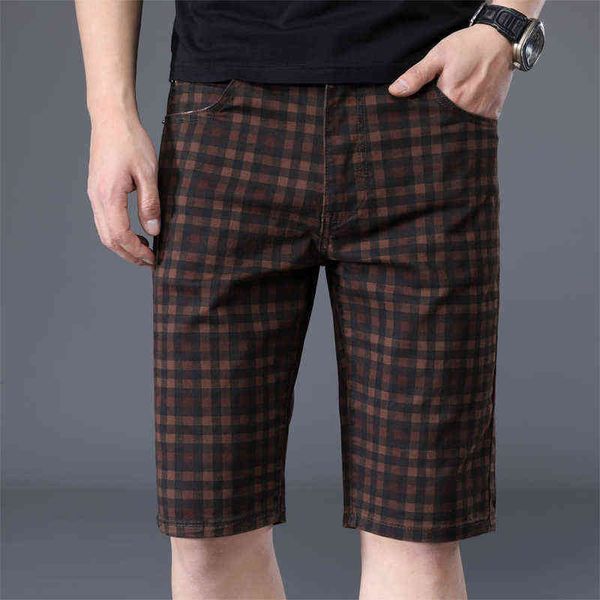 

2021 summer new men's casual plaid shorts stretch cotton fashion business short pants male brand clothes h1206, White;black