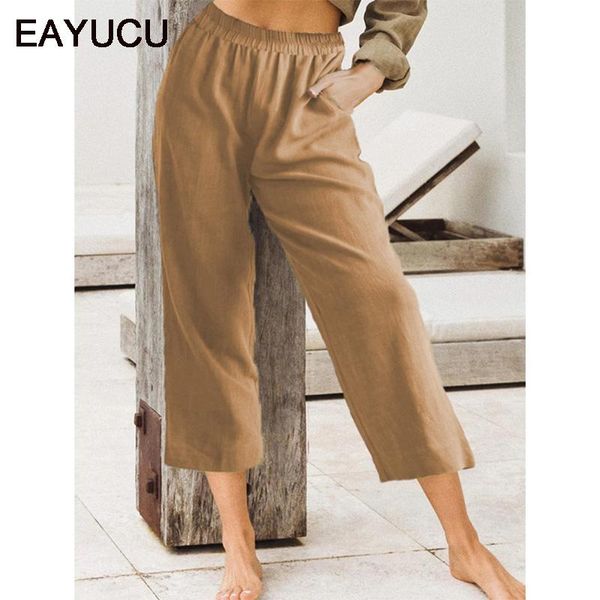 

women's pants & capris eayucu fall 2021 plus size women clothing trousers elegant elastic flashing straight-leg bottoms eb031, Black;white
