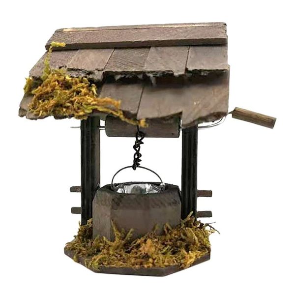 

1/12 miniatures dollhouse garden model wooden gallery well for decoration accessories fishing hooks