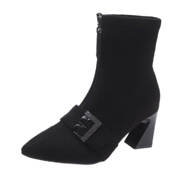 

boots 2021 women sock ankle pointed toe shoes sexy, Black
