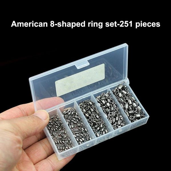 

stainless steel split ring solid 251 pieces of fishing connector kit with box enhanced tool eight-shaped accessories