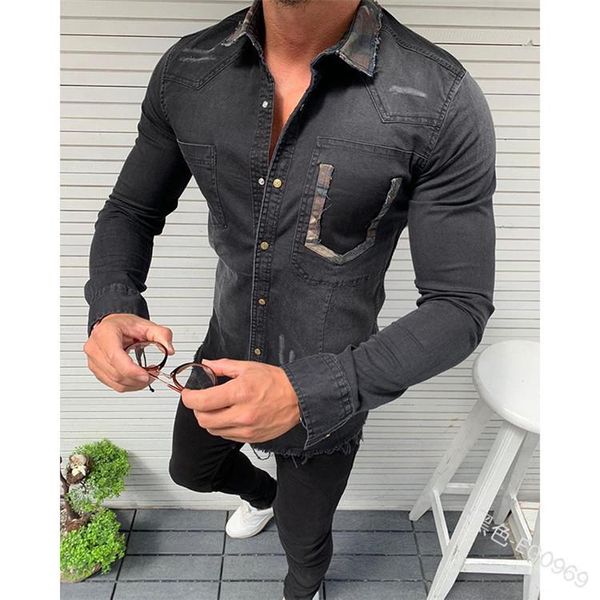 

men's casual shirts wepbel pocket button men shirt fashion slim full sleeve v neck summer top, White;black