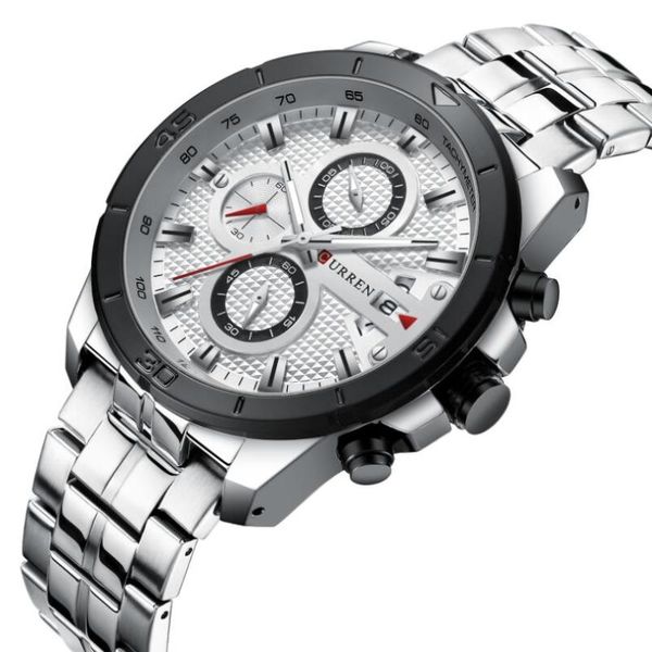 

wristwatches curren quartz watches sporty men wristwatch with stainless steel clock male casual chronograph watch relojes, Slivery;brown