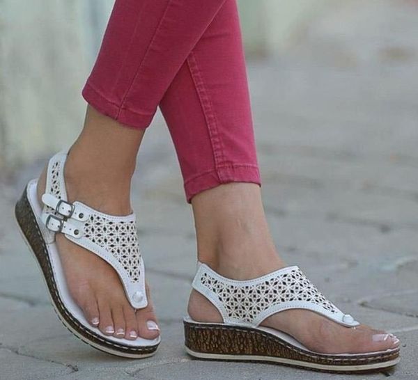 

woman flip flop sandals female flat platform shoes women strap wedges ladies fashion footwear plus size 35-43, Black