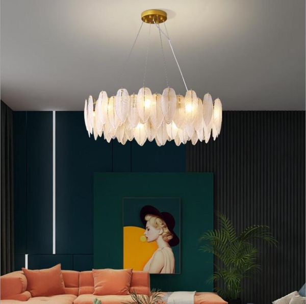 

chandeliers modern luxury nordic creative personality feather glass lamps living room bedroom dining hanging lighting