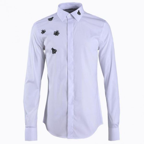 

tee shirt shirt cotton luxury five bee embroidery long sleeve mens slim fit party male shirts plus size 5xl, White;black