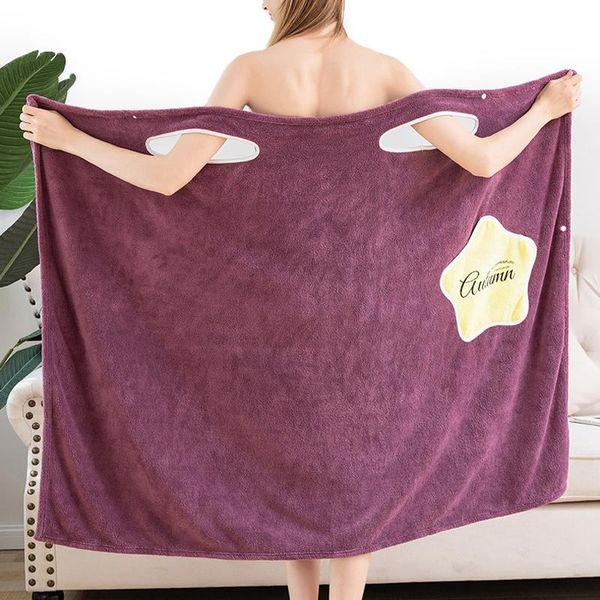 

women's sleepwear wearable bath towel superfine fiber towels soft and absorbent chic for winter el home bathroom gifts women bathrobe, Black;red