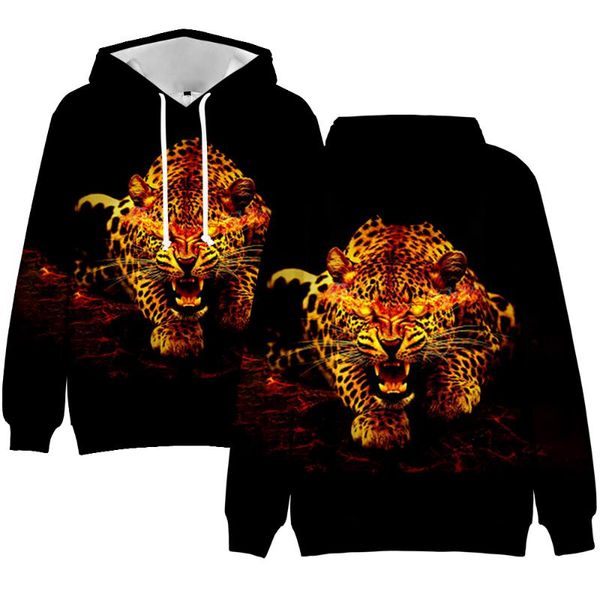 

men's hoodies & sweatshirts personality hoodie leopard 3d men/women brand designer teenage casual print pullovers, Black