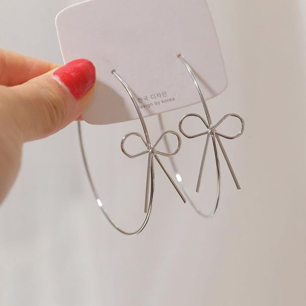 

hoop & huggie bowknot ear ring for women korean fashion personality geometry woman earrings trendy jewelry accessories wholesale 2021, Golden;silver