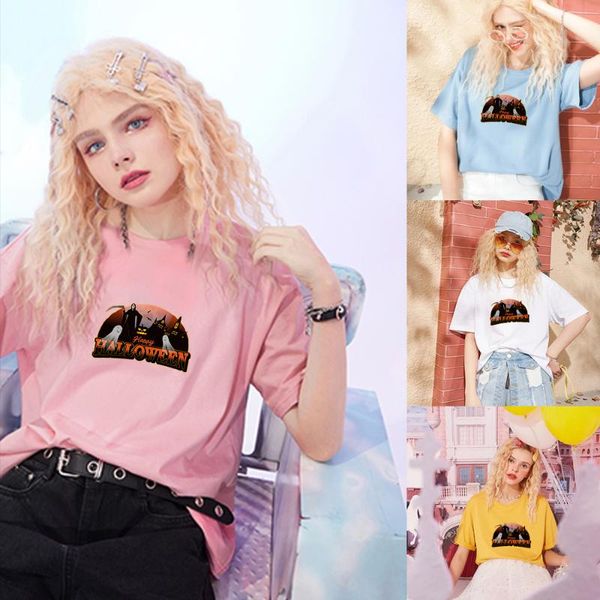 

women's t-shirt cute cartoon pattern print girly style 100%cotton much colour fashion short-sleeve tees round neck tshirt, White