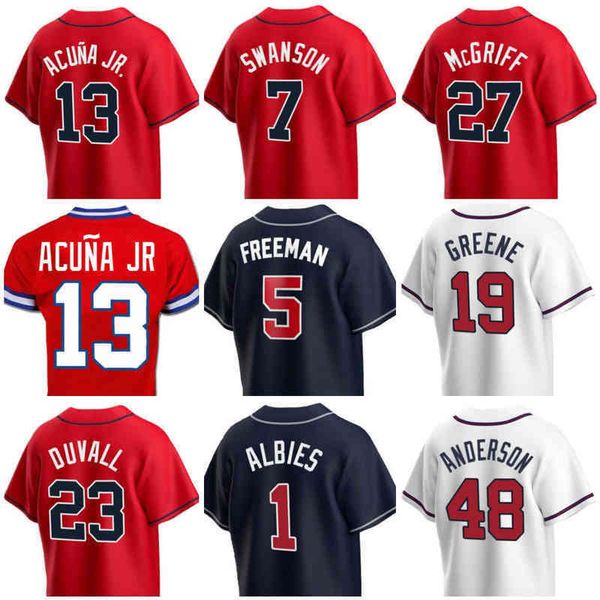 

13 ronald acuna jr. atlanta baseball jerseys ozzie albies freddie an riley dansby swanson ozuna dale murphy adrianza, Black