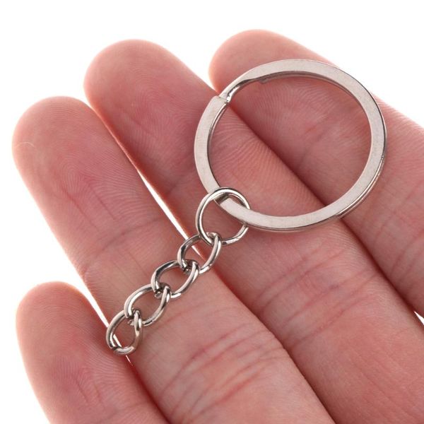 

keychains 2021 50 pcs key ring stainless steel chain portable brief hoop metal loop outdoor, Silver