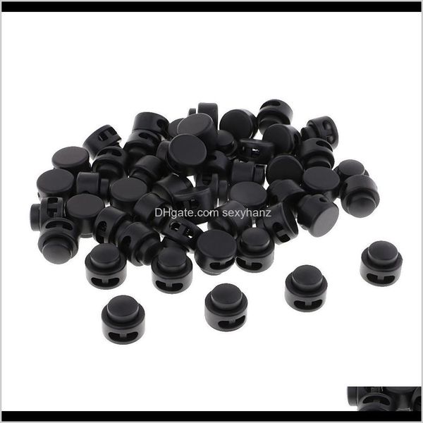 

sewing notions tools apparel drop delivery 2021 wholesale 50pcs round plastic toggles spring sdstring rope cord locks y5fka, Black