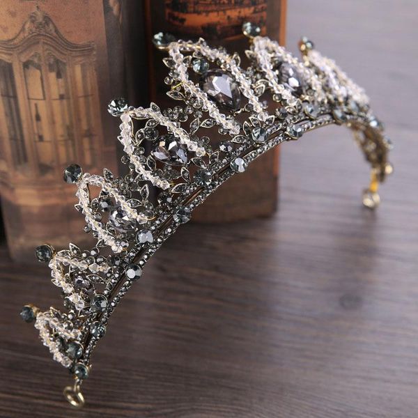 

hair clips & barrettes baroque luxury rhinestone bridal crown tiaras silver color crystal diadem for bride headbands wedding accessories ml, Golden;silver