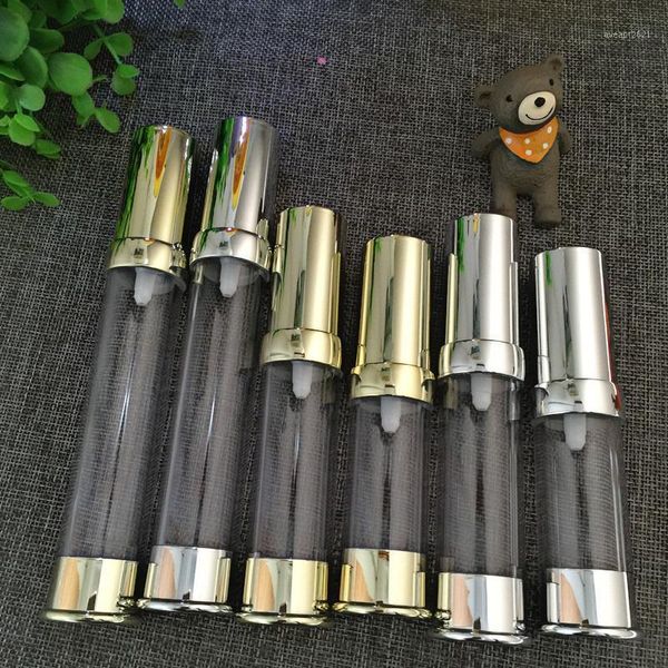 

100pcs/lot gold/silver plastic airless bottle vacuum pump for serum 15ml/20ml/30ml foundation lotion emulsion refillable bottles storage & j