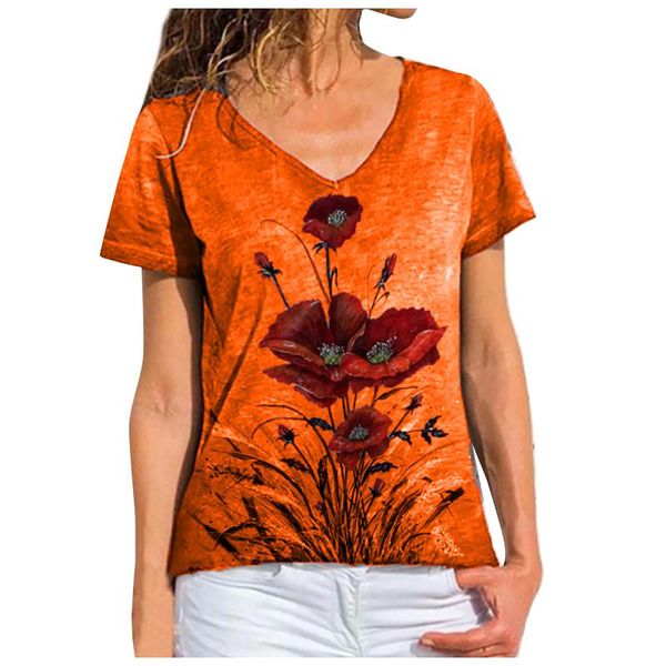 

women's blouses & shirts summer plus size harajuku t shirt women 's oversize short sleeve print v-neck blouse vetement femme 2021, White
