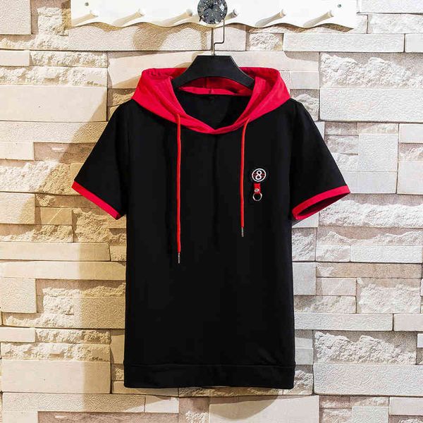 

men's t-shirts camiseta masculina estampada manga curta com capuz, camiseta esportiva hip hop streetwear de alta qualidade, 3aff, White;black