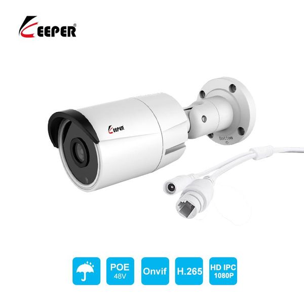 

keeper surveillance cctv camera hd 1080p ip poe 2mp outdoor waterproof ip66 h.265 round infrared night vision link dvr 3 cameras