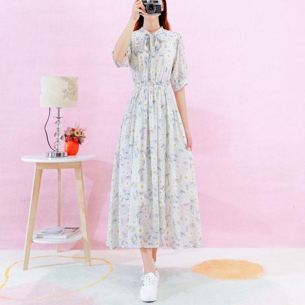 

party dresses summer sweet o-neck single breasted floral maxi for women vintage preppy style casual birthday undefined elegant, White;black