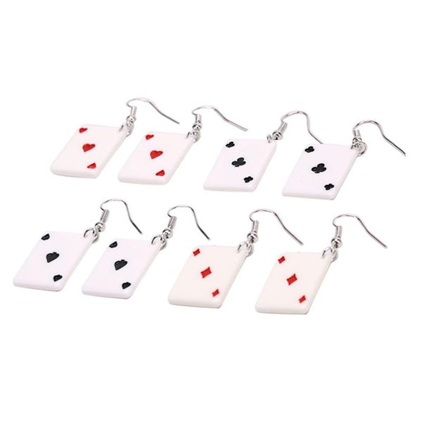 

dangle & chandelier 1pair acrylic funny poker card earrings spades playing jewelry nice birthday gift personality car, Silver