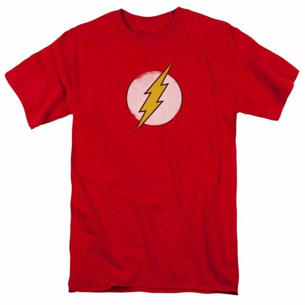 

the flash rough flash logo t shirt mens licensed dc comics tee red, White;black