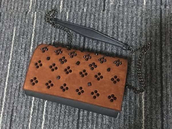 

fashion luxs women rivet evening bags personalityhead embossed holding envelope shoulder bag street trend head genuine leather purse