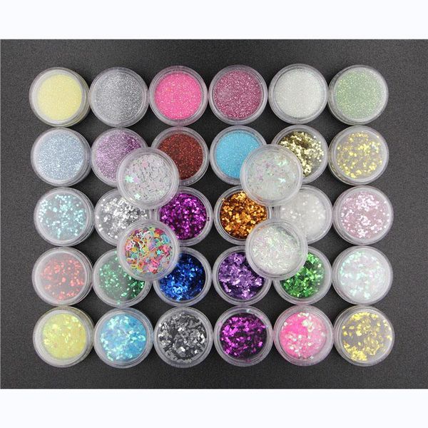 

nail glitter 34 pcs/set art sequins set light therapy manicure diy decoration, Silver;gold