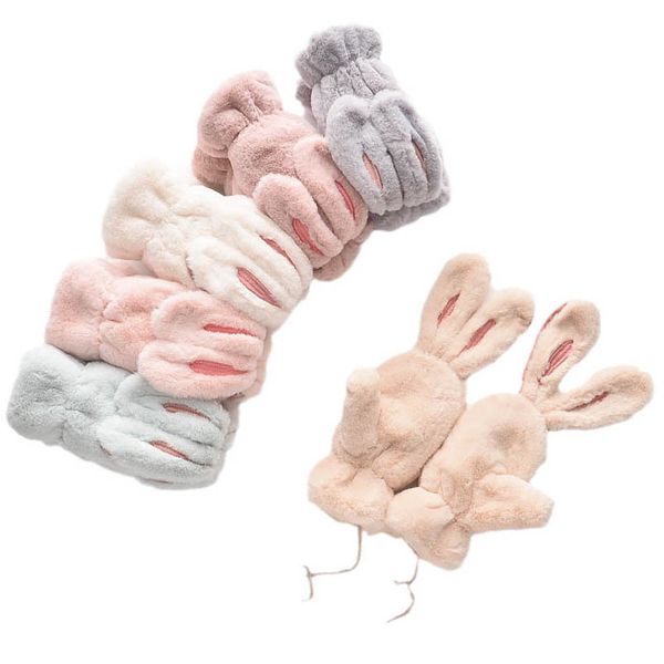 

children mittens fashion gloves knit girls accessories boys and baby bags finger plus warm cartoon rabbit 2-4 years b9061, White