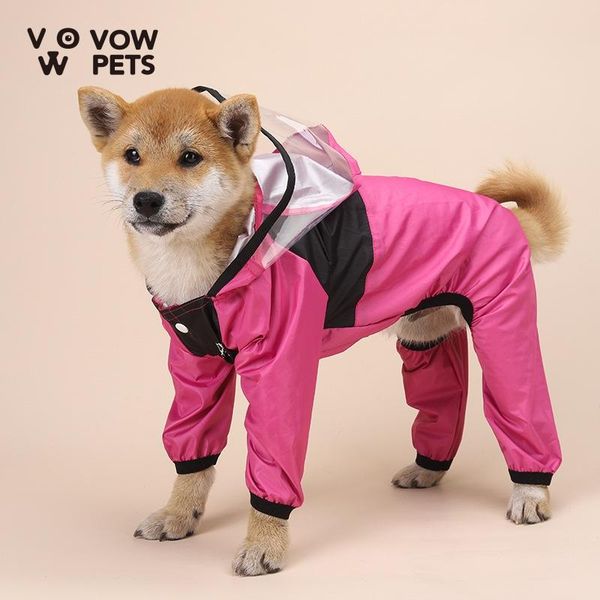 

pet clothing dog four seasons general raincoat feet transparent waterproof turnkey hooded vow pets apparel