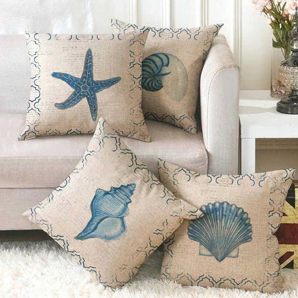 

cushion/decorative pillow pillowcase sofa cushion cover decoration linen case decorative marine pattern throw couch