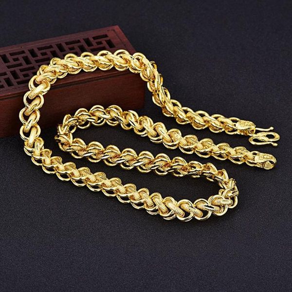 

stylish chunky mens necklace yellow gold filled punk rock solid chain gift chains, Silver