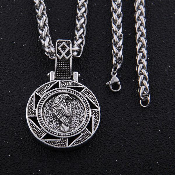 

pendant necklaces odin bear wolf raven talisman amulet viking necklace wicca bird jewelry knot runes neckless wiccan pagan men women accesso, Silver
