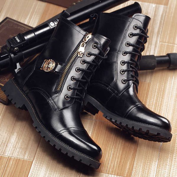 

martin leather boots ps men's with zipper, Black