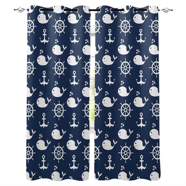 

curtain & drapes anchor whale rudder curtains for living room blind kitchen window home decorations bedroom